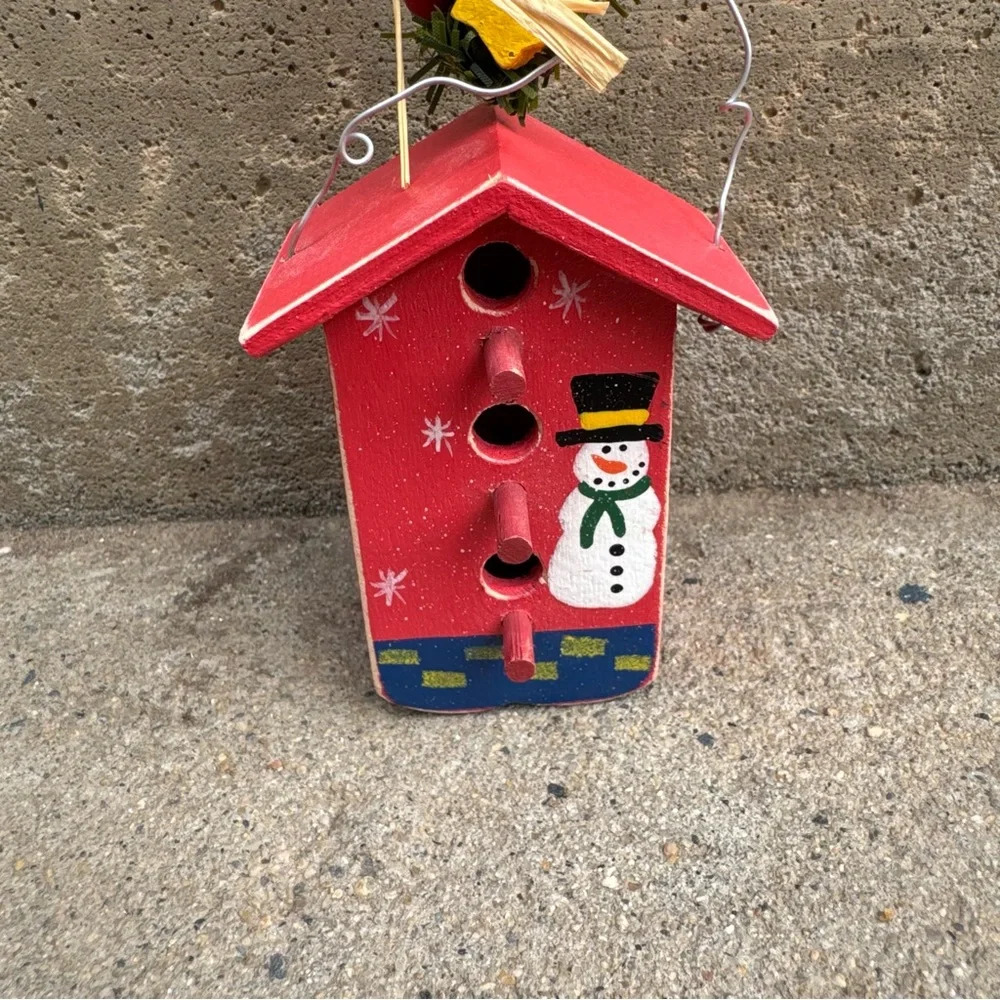 VTG Mini Birdhouse Christmas‎ Hanging Decor Rustic Farmhouse Christmas